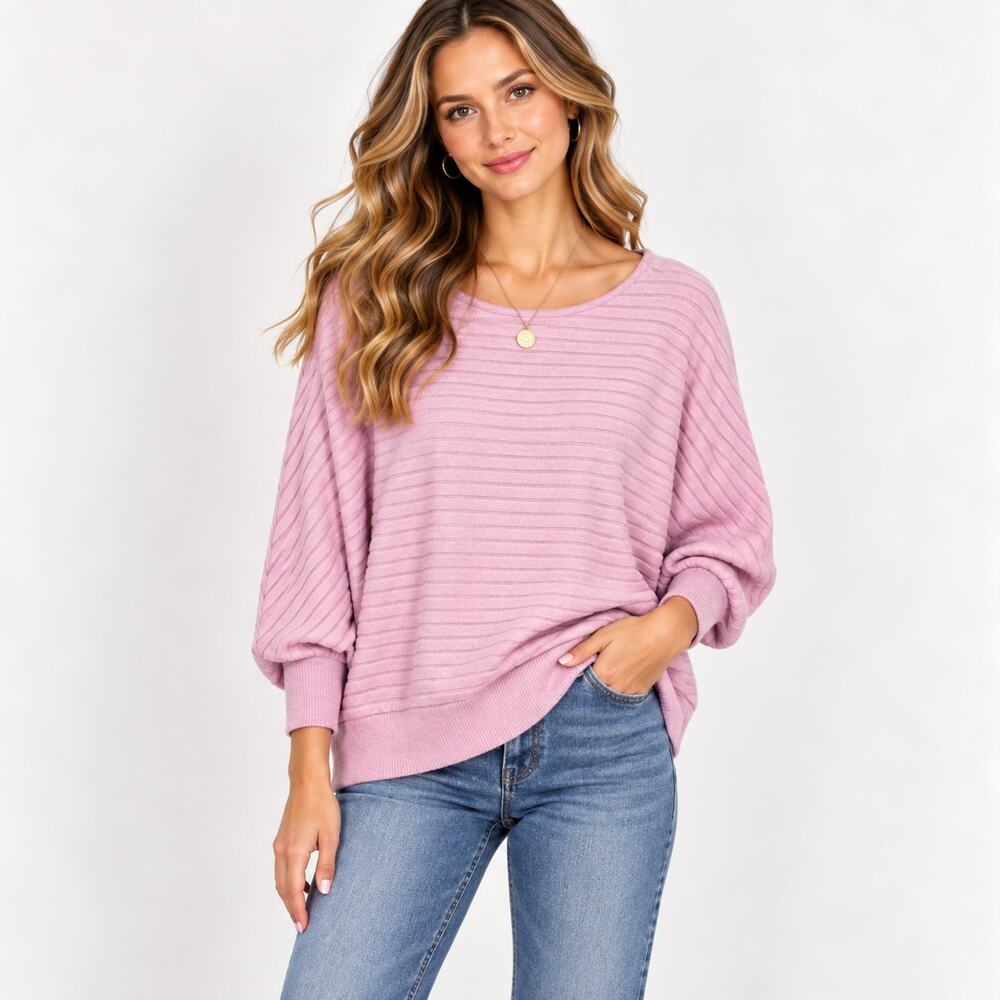 ANTHROPOLOGIE Sunday Monday...Pink Soft Cozy Women's Sweater Size M Boho Casual